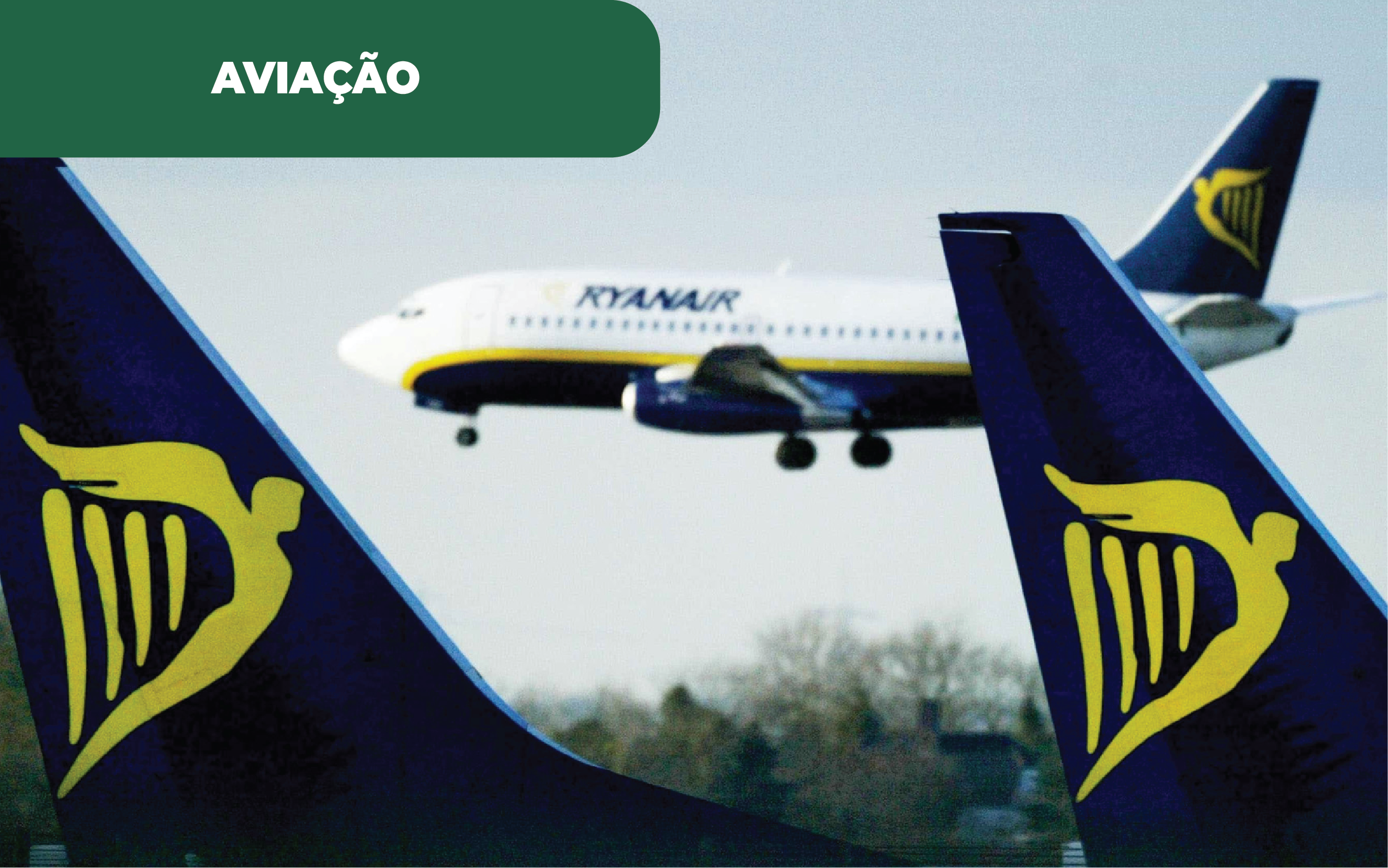 Imagem colorida de aviões da companhia irlandesa Ryanair, que será abastecida com SAF produzido pela Repsol em Portugal e Espanha