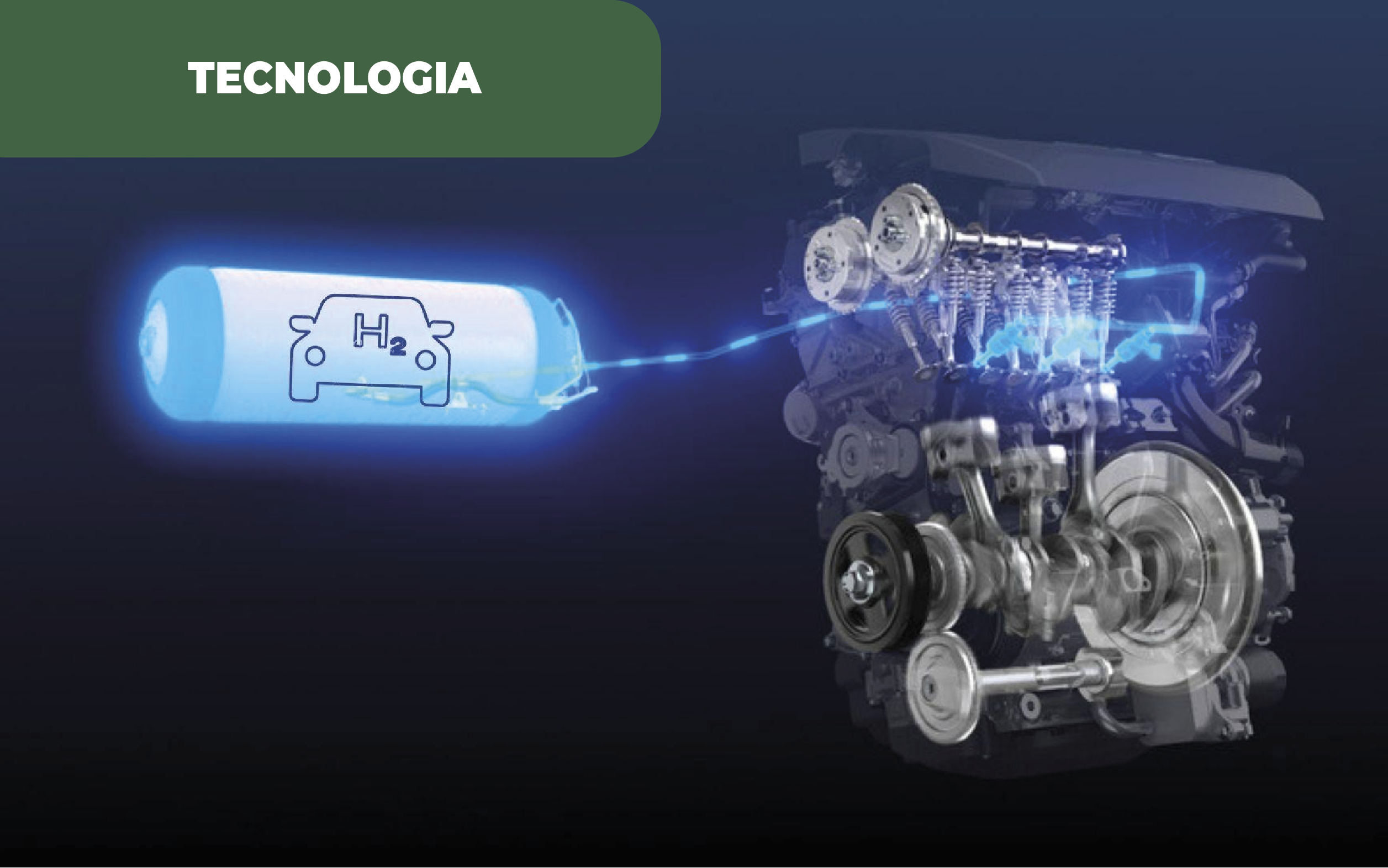 Imagem ilustrativa de um motor a hidrogénio, a alternativa mais sustentável, mas menos eficiente.