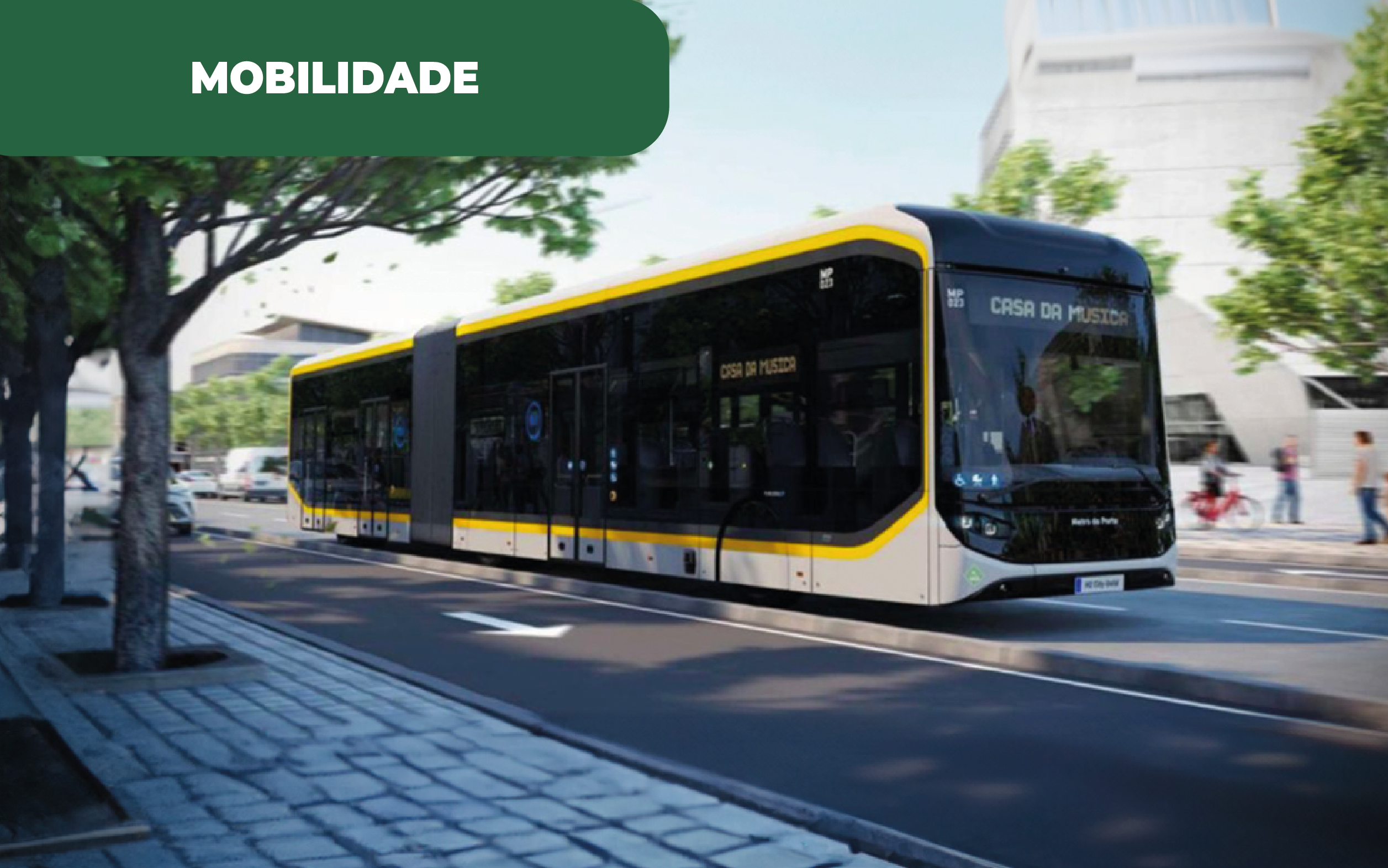 Imagem ilustrativa do futuro autocarro da Metrobus (BRT), que circulará pelo Porto, através da produção de hidrogénio na STCP.