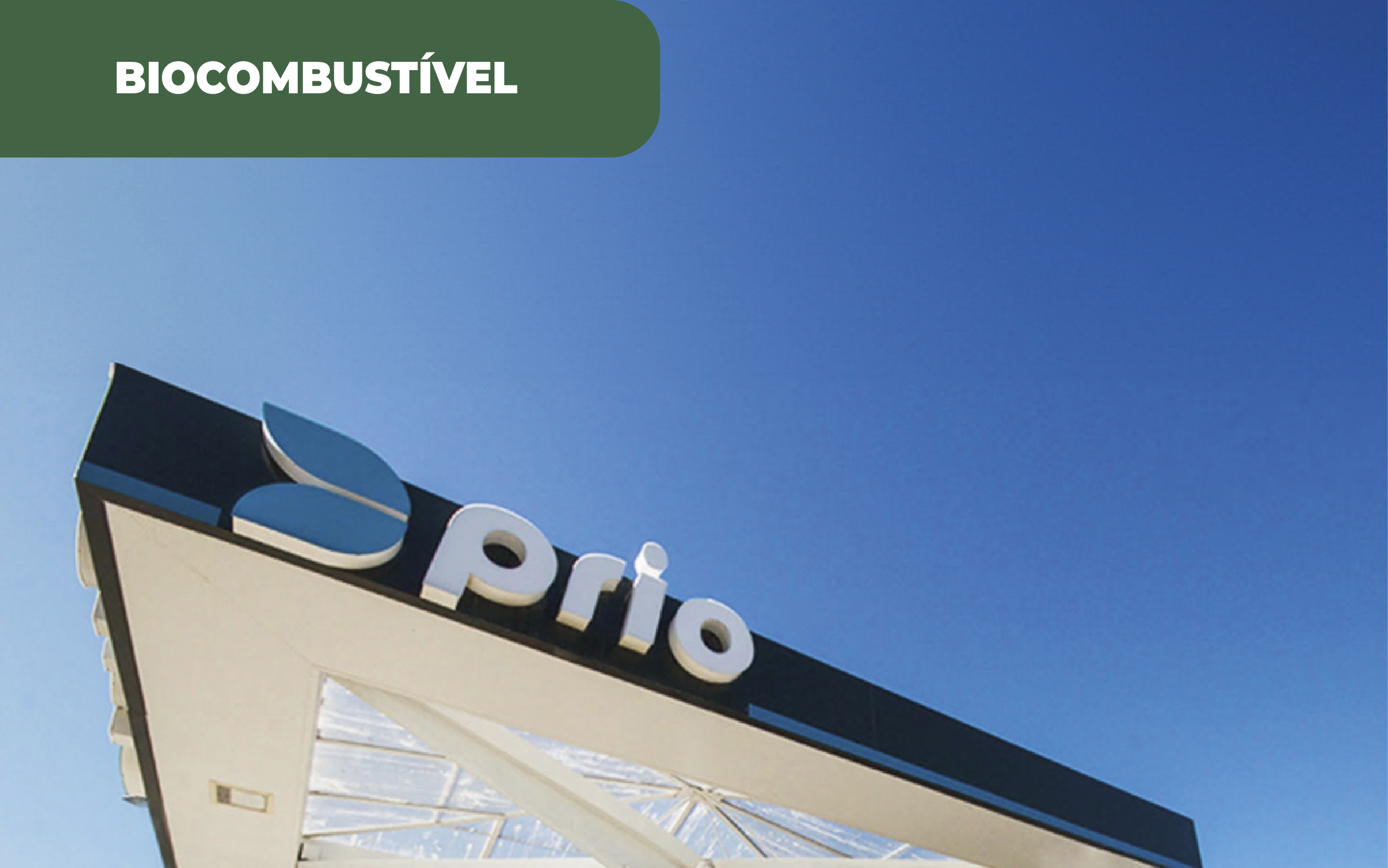 Imagem colorida do topo de uma estrutura de estação de abastecimento de combustível da PRIO. O ECO Diesel da PRIO foi eleito Produto do Ano, Escolha do Consumidor e Escolha Sustentável para 2024, tornando-se uma ainda marca de referência nacional.