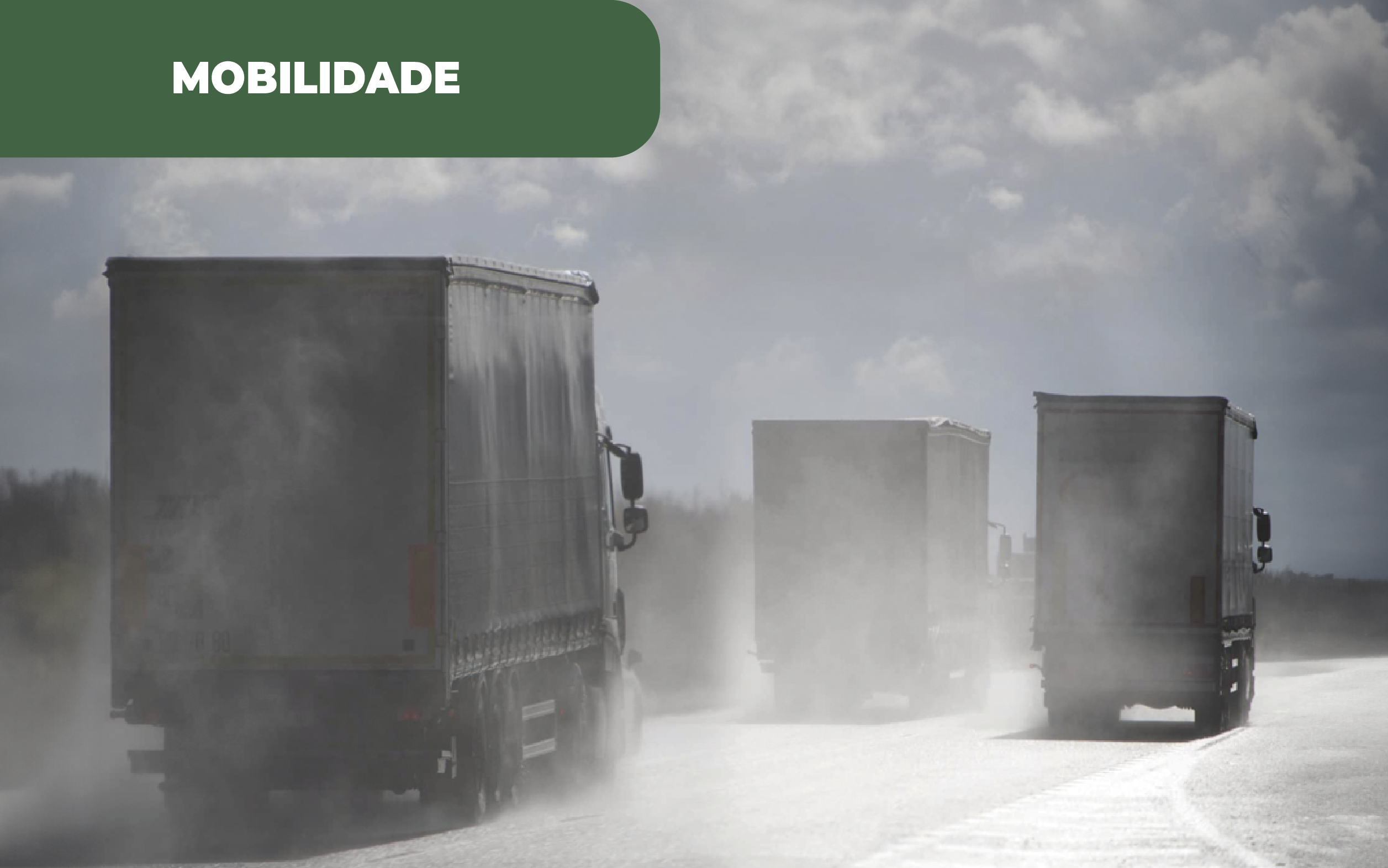 Imagem colorida e ilustrativa de camiões pesados de mercadorias. As emissões de pesados aumentam 30% desde 2000, provocando diversos problemas, nomeadamente ao nível da poluição.