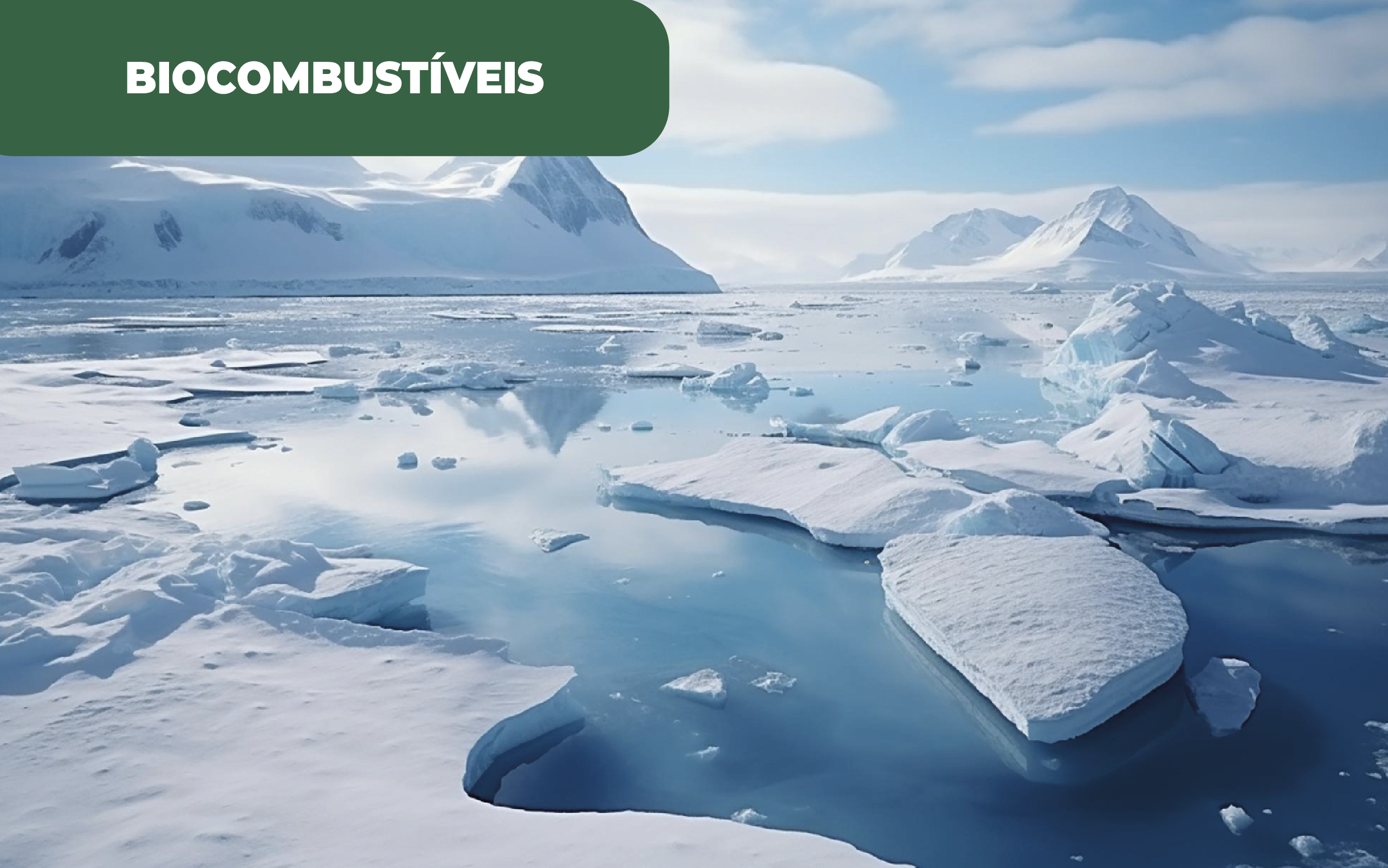 Imagem colorida e ilustrativa do ambiente na Antártica, onde ocorrem expedições científicas. A Repsol leva renováveis à Antártica, como fonte de combustível para as equipas de cientistas localizadas na região gelada.